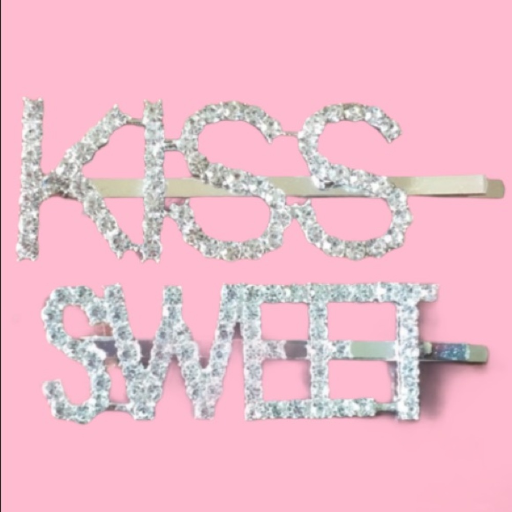 "KISS" Crystal Rhinestone Hair Clip